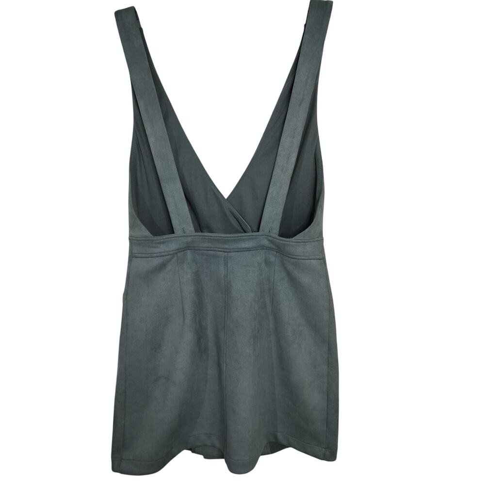 5344) Forever 21 M Preppy Pinafore Faux Suede Minimalist Mini Dress - Picture 4 of 8
